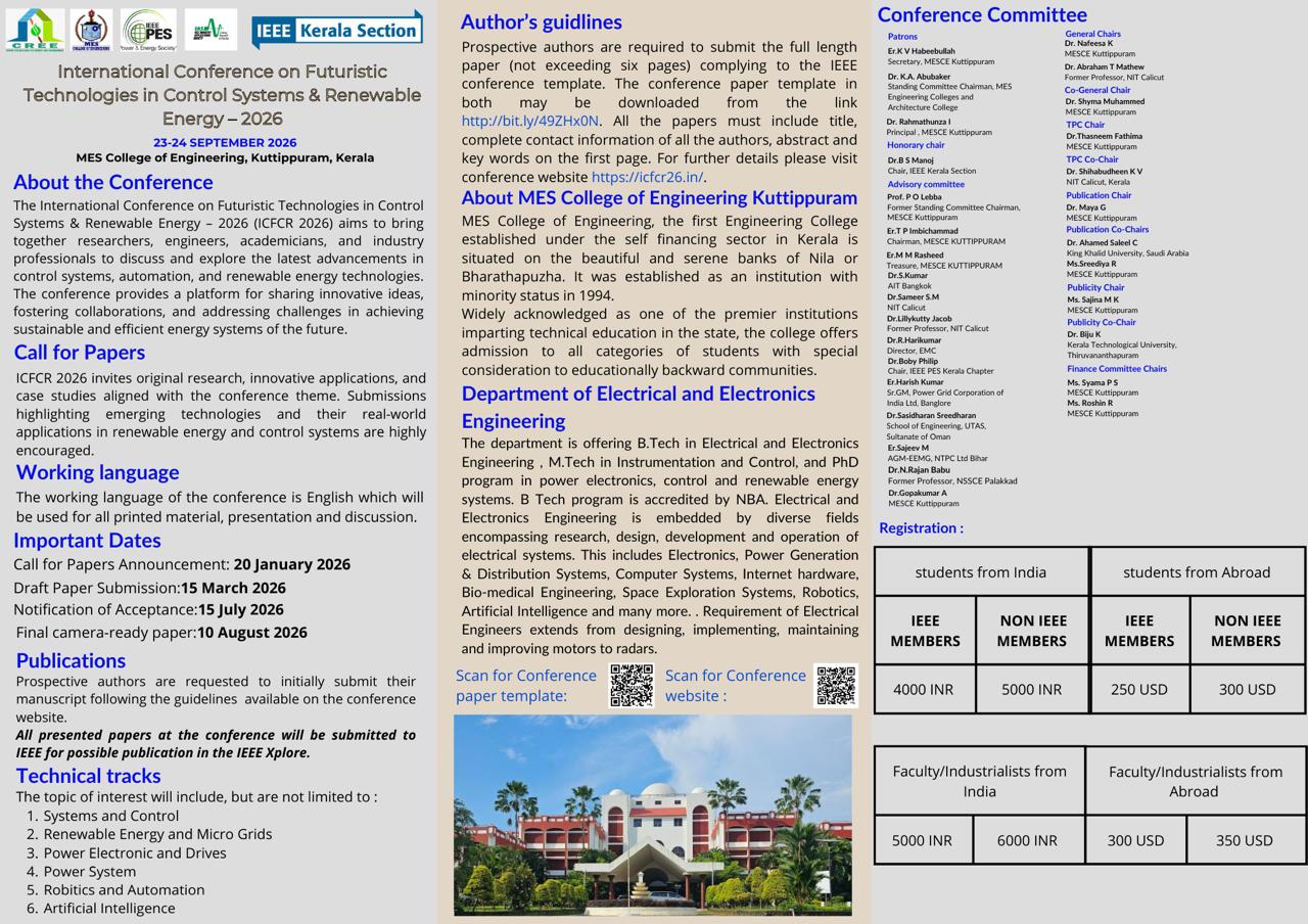 International Conference on “Futuristic technologies in Control systems & Renewable energy” (ICFCR 2026)